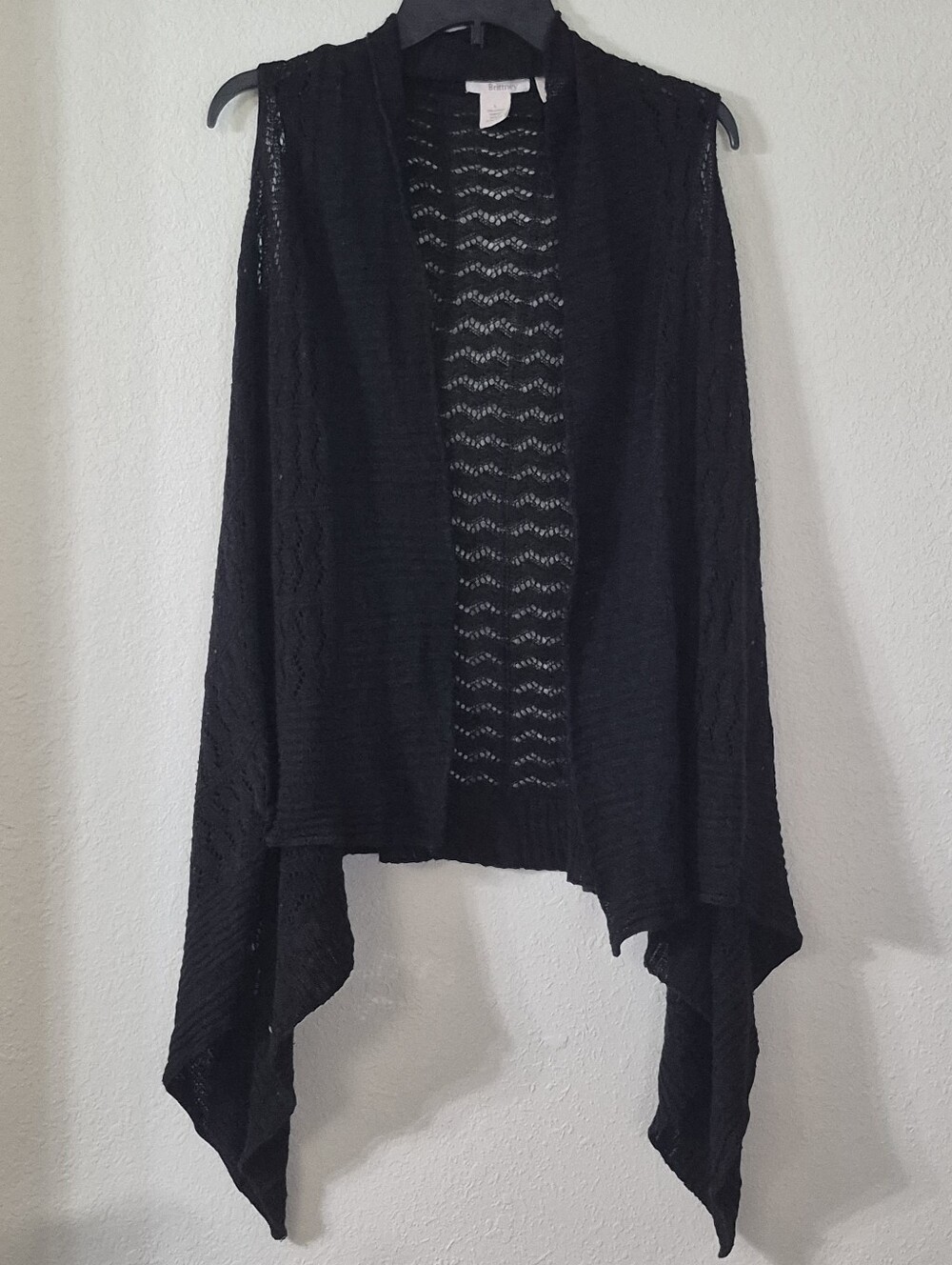 Allison Brittney Black Open-Front Knit Shrug